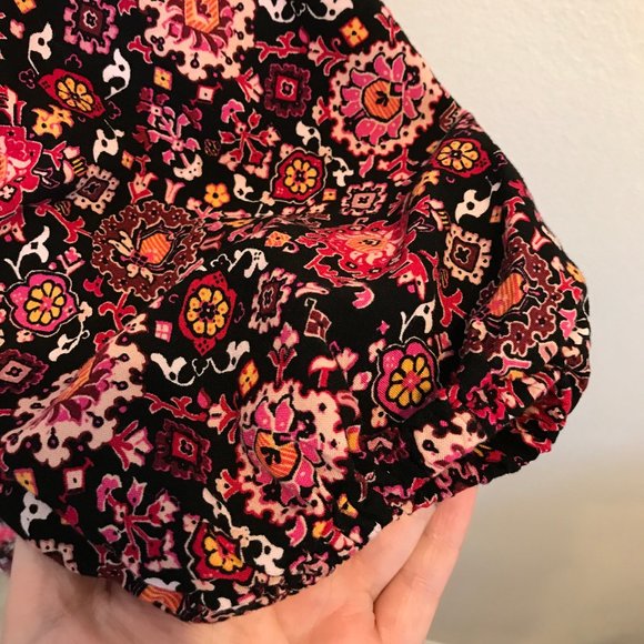 Lane Bryant Plus 26 / 3X Black Pink Boho Floral Maxi Dress Balloon Sleeves - Picture 5 of 10